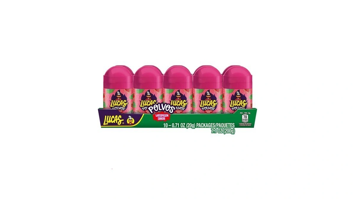 Lucas Powder Watermelon Flavored Candy, 0.71oz - 10 Pieces Pack