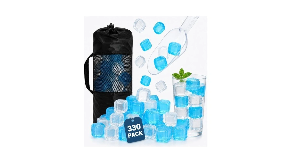 Amadecohome 330 Pack Reusable Ice Cubes With Scoop, Bpa-free Plastic