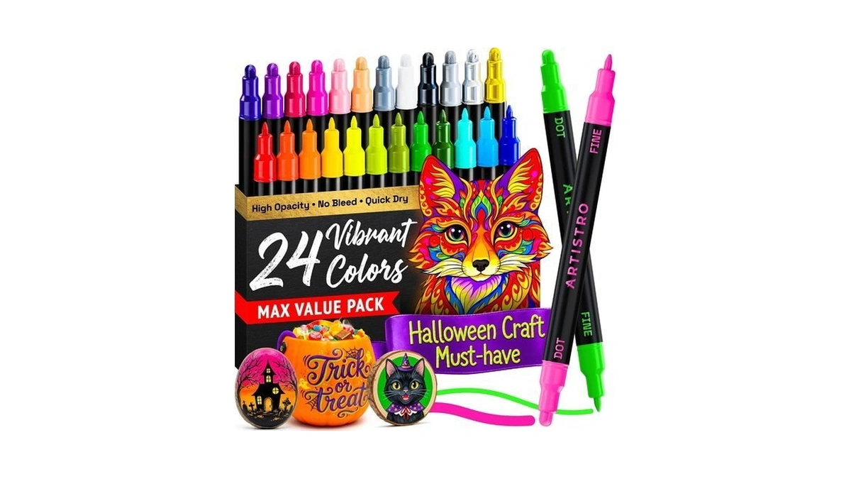 Artistro 24 Multicolor Dual-tip Acrylic Paint Marker Pens