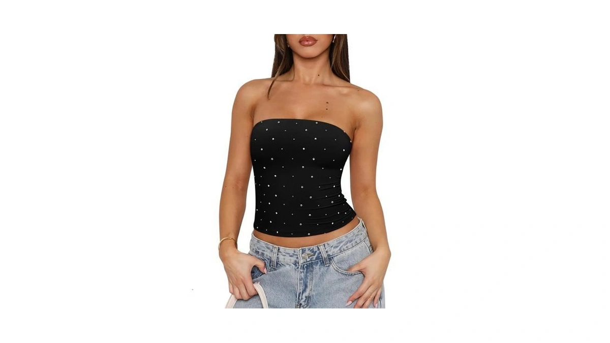 Reoria Women's Strapless Tube Top Double Lined & Non-slip Y2k