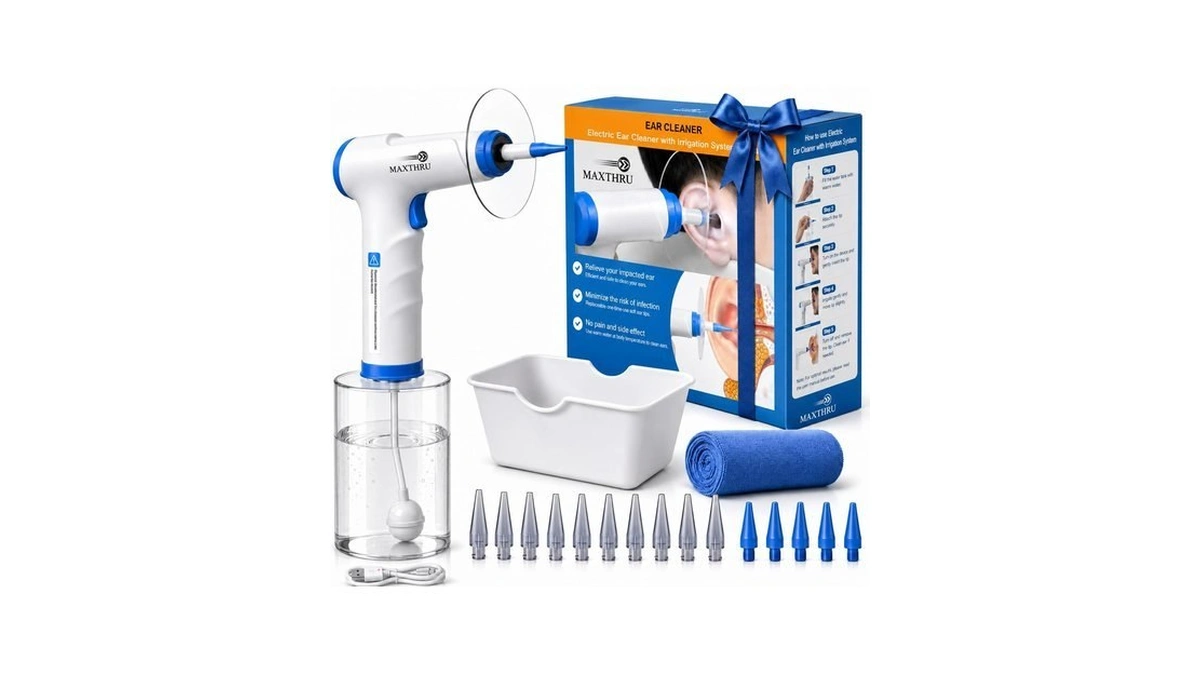 Electric Ear Wax Removal Kit, Rechargeable, 4 Modes, Led Light,
