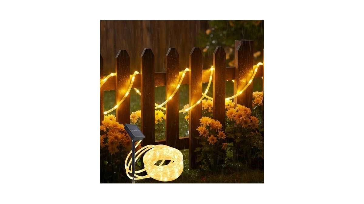 Solar Rope Lights, 33ft 100led String Lights Outdoor, 8 Lighting