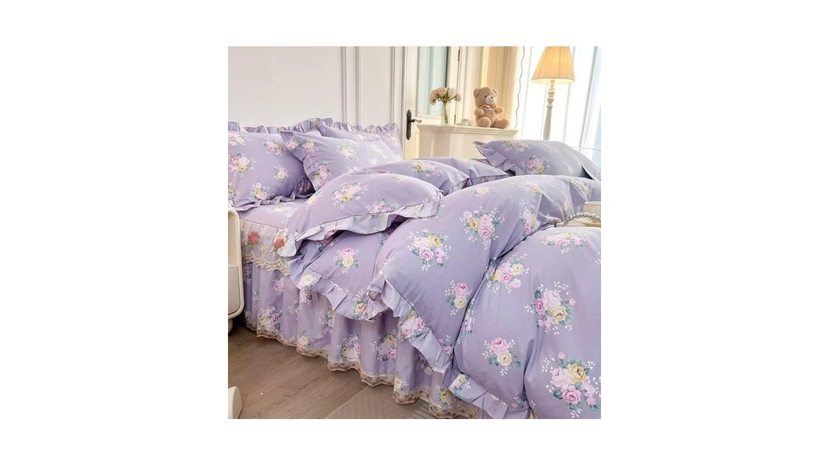 Amztop Rustic Purple Floral Duvet Cover Queen Size With 2
