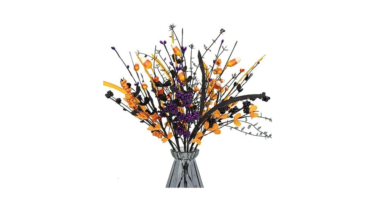 Mg Magicgarden 6 Pack Artificial Halloween Floral Picks Purple Orange