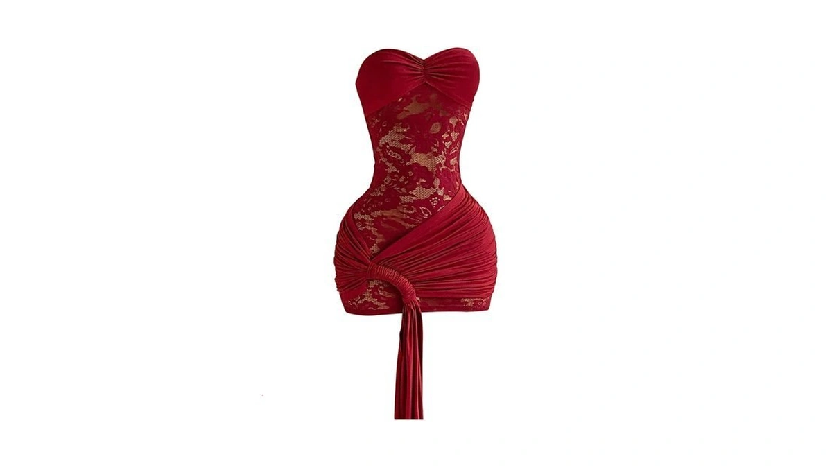 Milumia Women's Floral Lace Ruched Mini Tube Dress Sexy Sheer