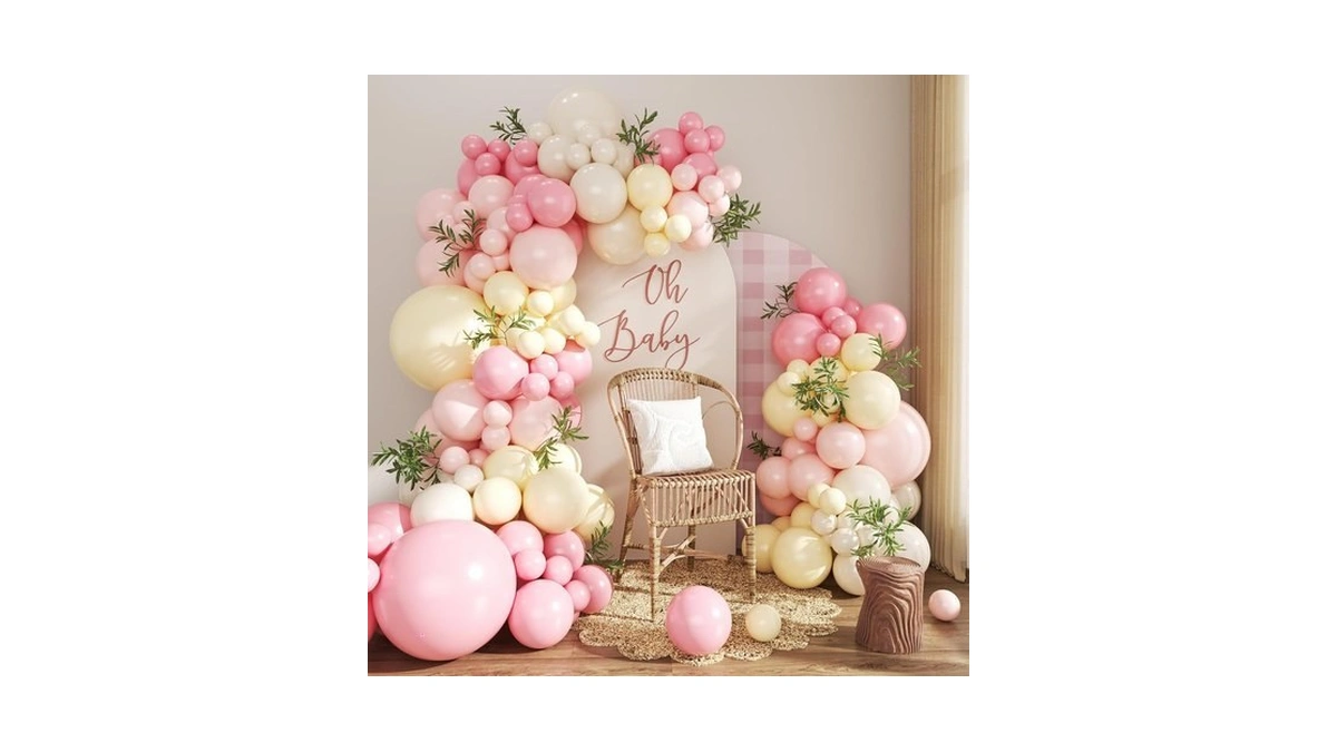 Pink And Yellow Balloon Arch Kit For Baby Shower Bridal