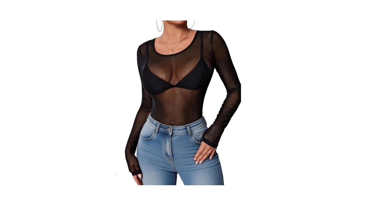Avidlove Black Mesh Top Women Sheer Blouses For Women Mesh