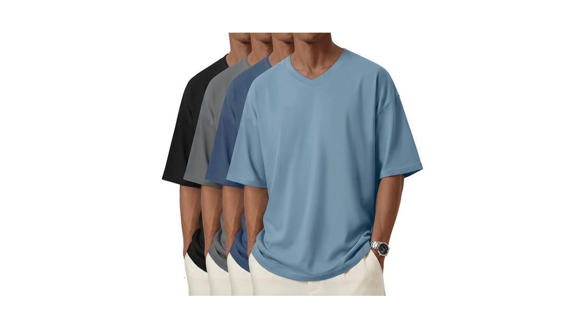 August Alley Men's V Neck T Shirts, 4-color, Small