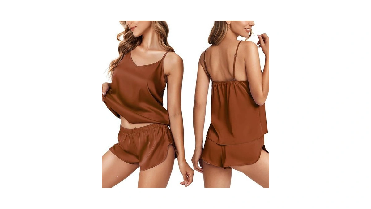 Ekouaer Silk Pajamas For Women Satin Cami V Neck Camisole