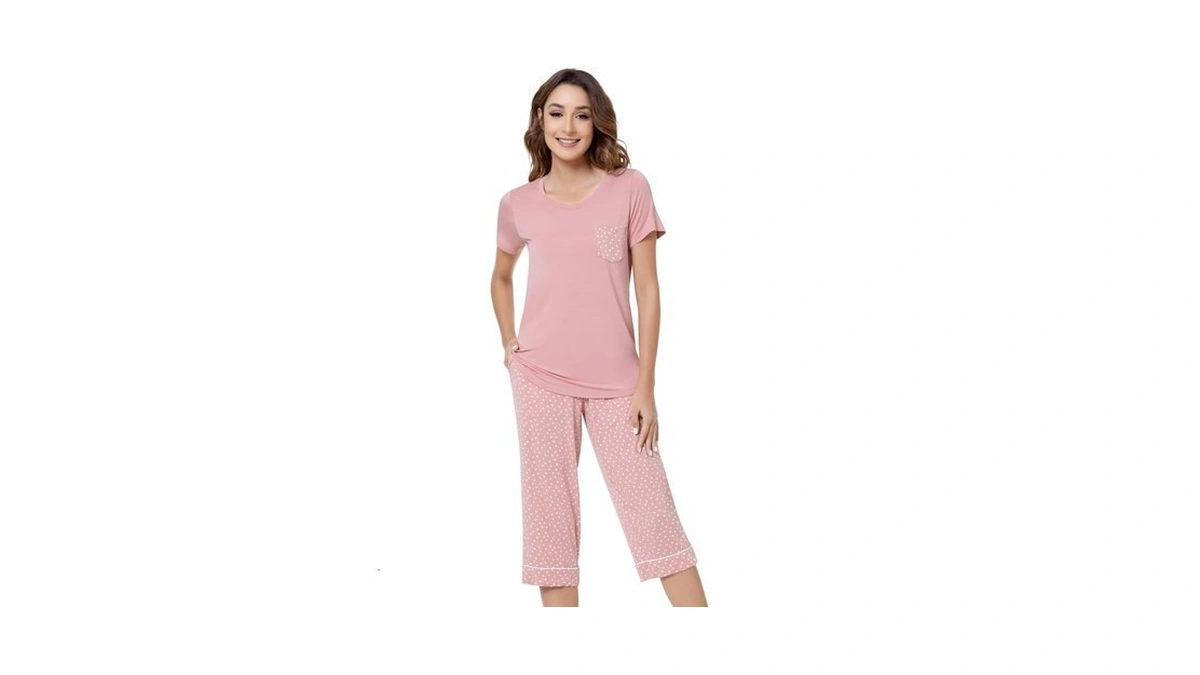 Nachila Women's Pajamas Short Sleeve Sleepwear Cool Pjs Set With