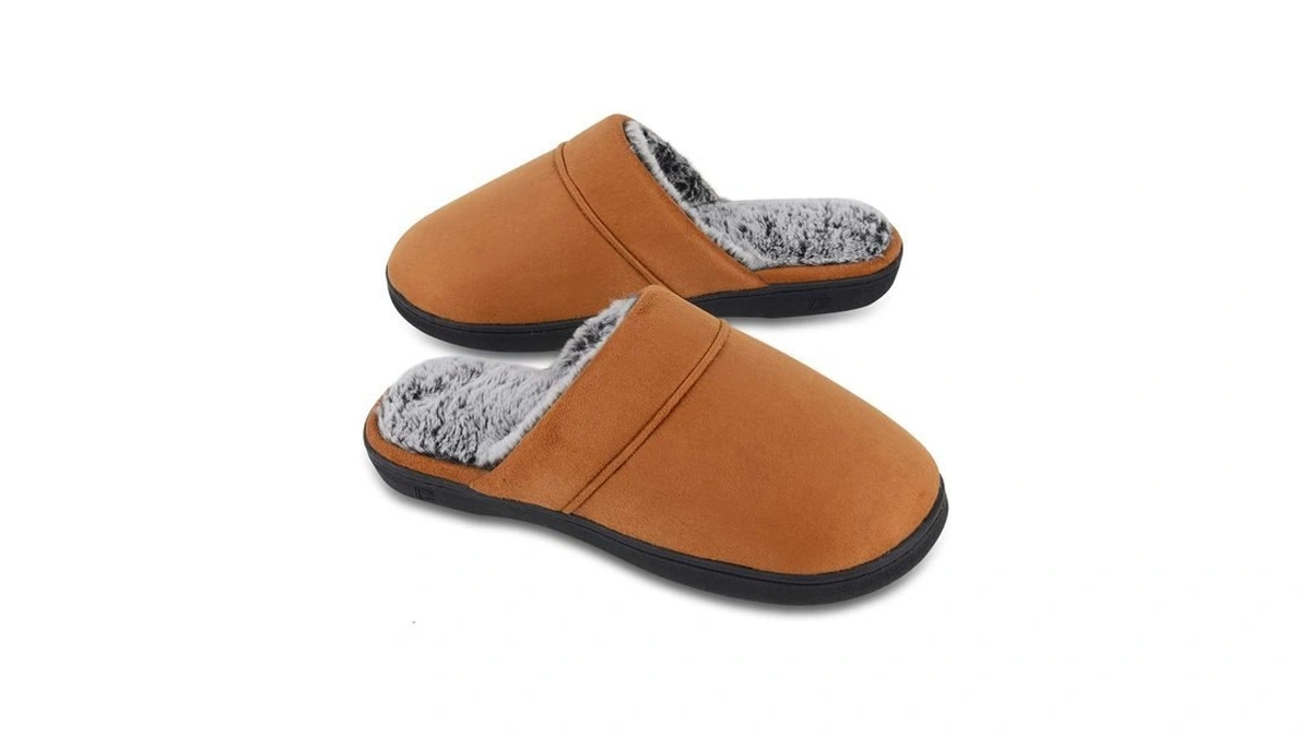 Dl Men's Memory Foam Slippers With Fuzzy Plush Lining, Slip
