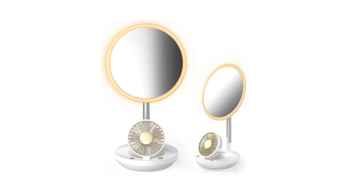 Gelpal 3-in-1 Led Makeup Mirror With Fan, Rechargeable Portable Cordless