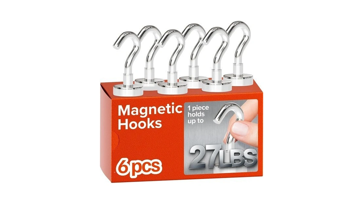 Magnetic Hooks 27lbs/12kg (pack Of 6 Silver) - Heavy Duty