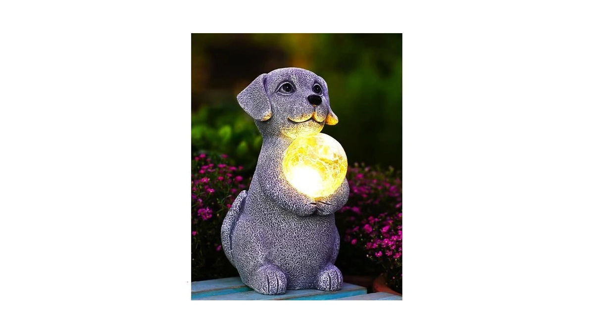 Tiejiajiang Dog Garden Statues - 8.4 Resin Dog Decor Led
