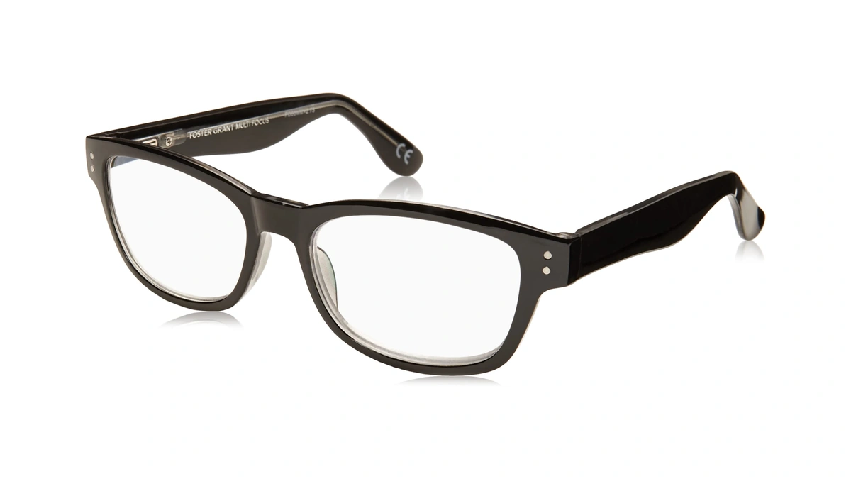 Foster Grant Conan Multifocus Square Reading Glasses, Shiny Black Over