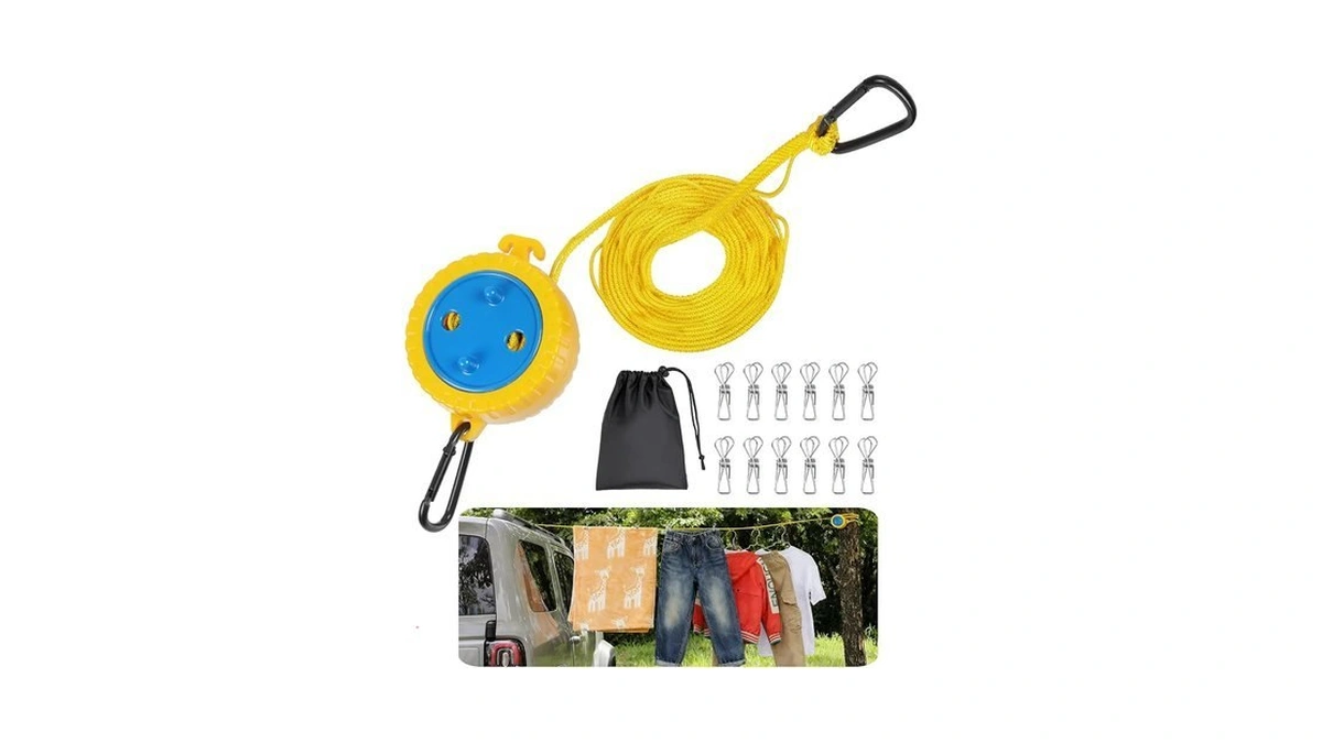 Packgoape Retractable Camping Clothesline, Portable Travel Clothes Line, Windproof Laundry