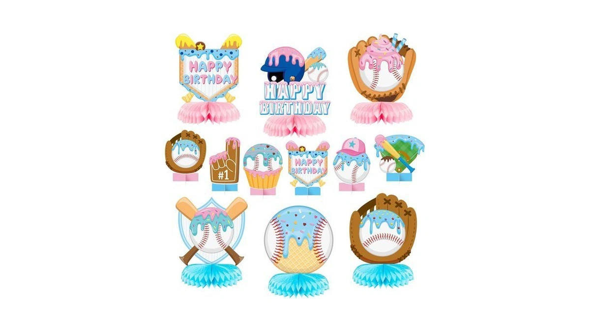 Angolio Ice Cream Honeycomb Centerpieces - 12pcs Birthday Party Supplies