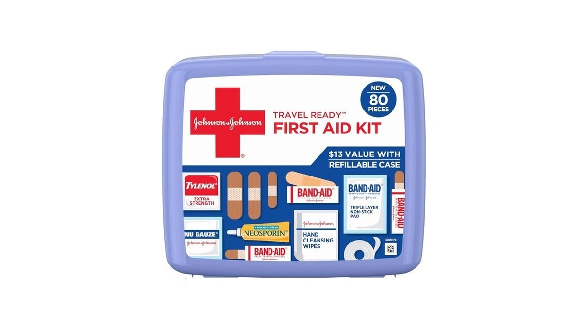 Band-aid Brand Travel Ready Portable First Aid Kit, 80 Piece