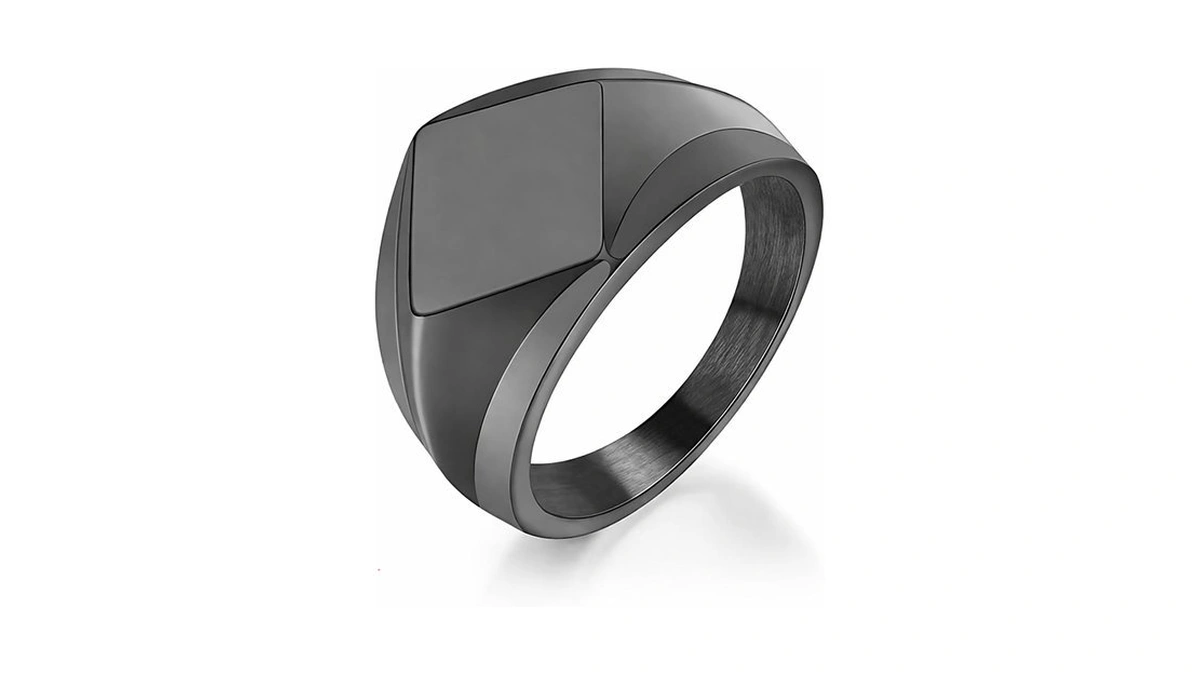 Myneney Stainless Steel Square Shape Signet Style Classical Simple Plain