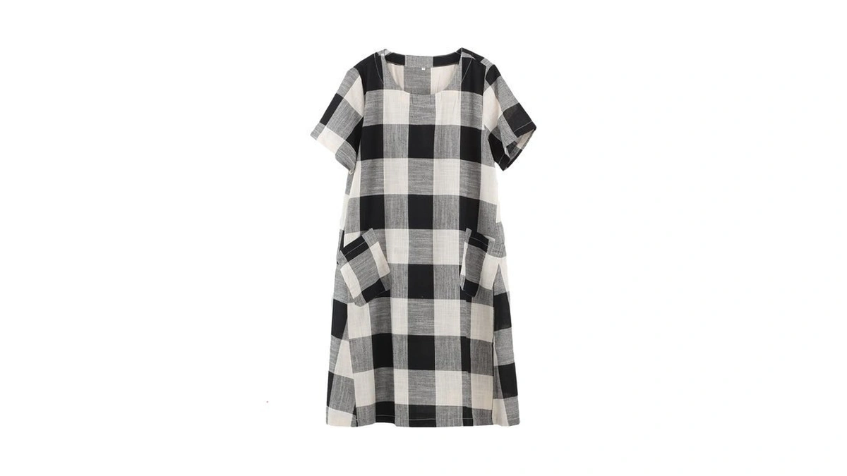 Ftcayanz Women's Linen Summer Casual Short Sleeve Midi Dresses, Black,