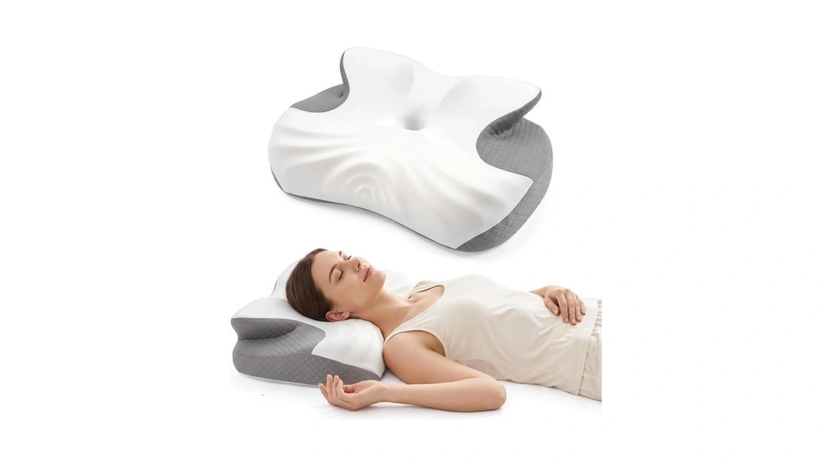 Jknjkn Low Profile Cervical Pillow For Neck Pain Relief, Orthopedic