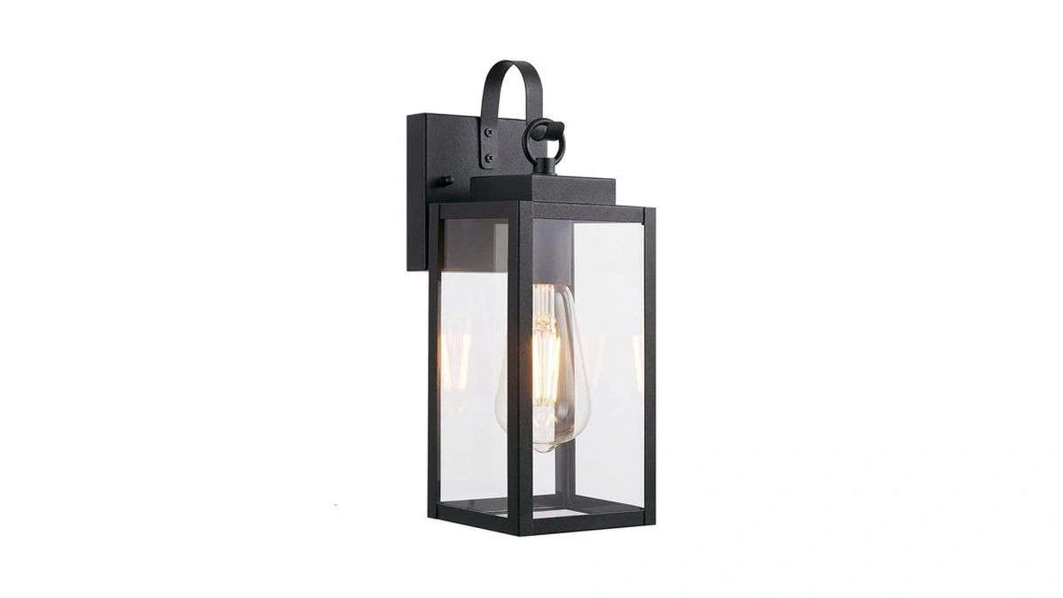 Rldream 11.8" Porch Light, Clear Glass Outdoor Wall Light, All-metal