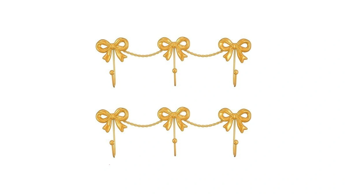 Kuyeyzu 2pcs Gold Wall Hooks With Bow Decor: Vintage Triple