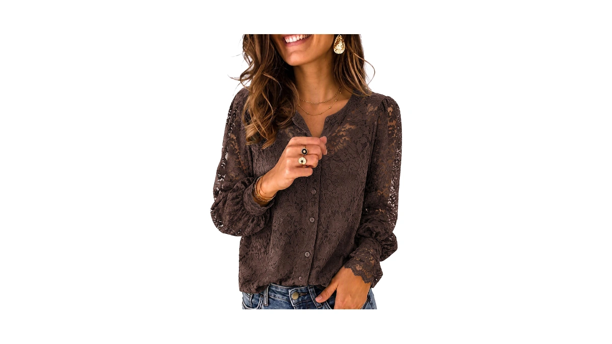 Zeagoo Lace Long Sleeve Shirts For Women Going Out Tops