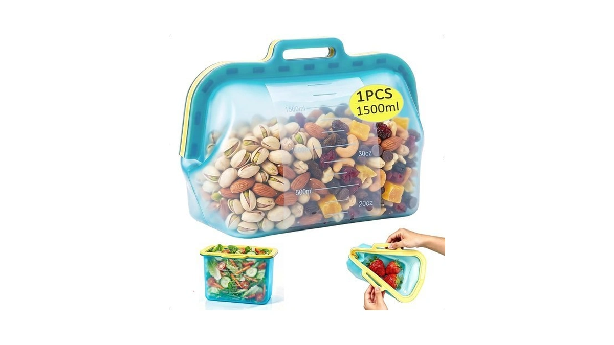 Reusable Silicone Food Storage Bags, No Harsh Smells, 6-cup /