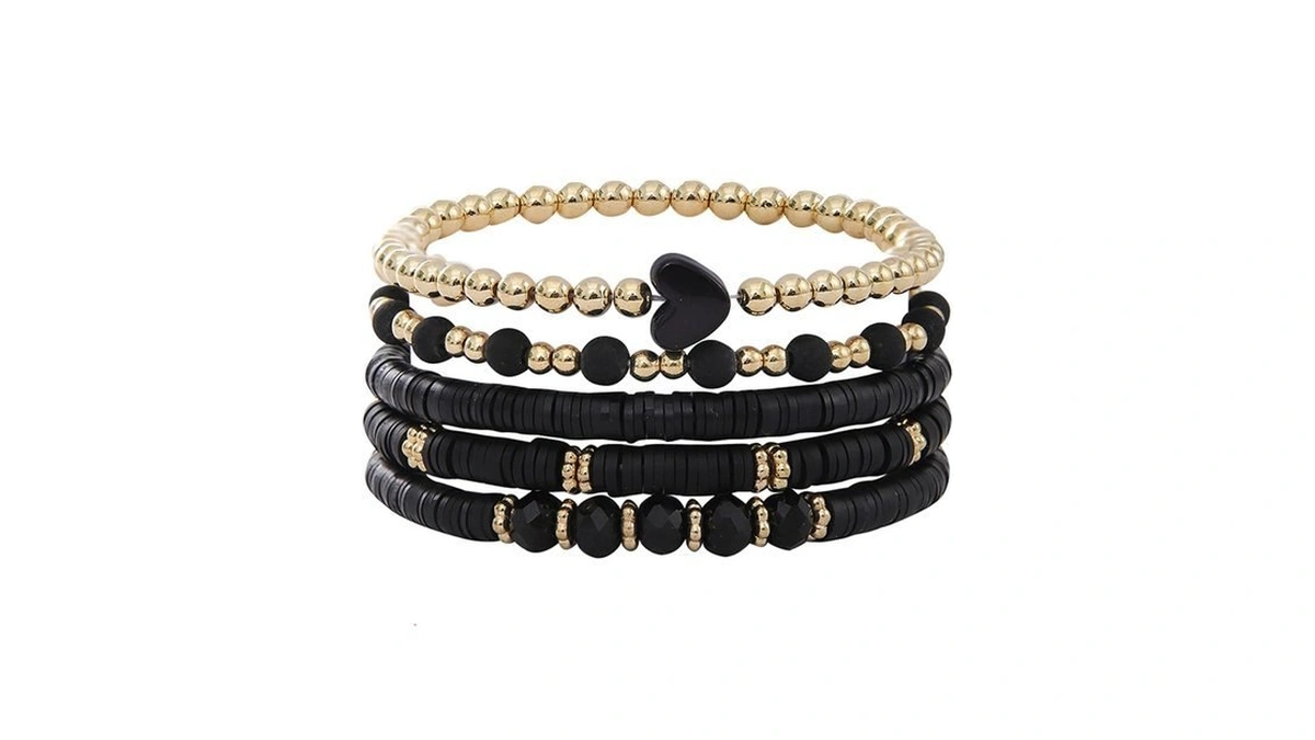 Alegend 14k Gold Plated Stackable Multilayer Bracelets + Titanium Steel(not