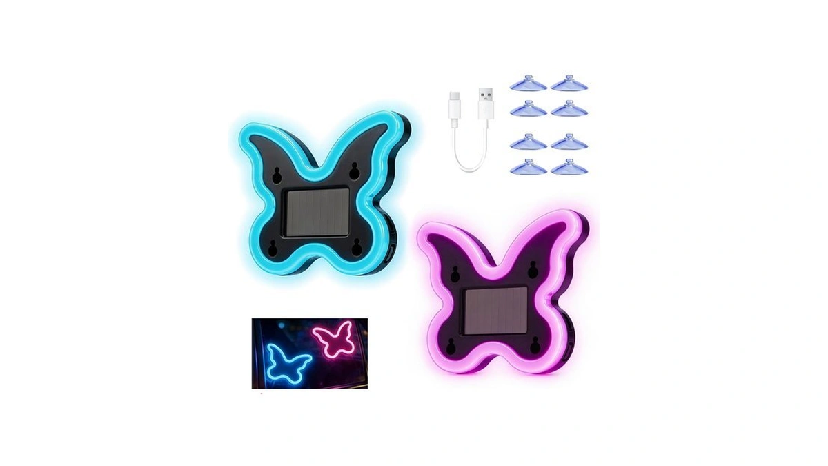 Car Light Led Ambient Solar Lights Butterfly Lamp -powered Heart-shaped
