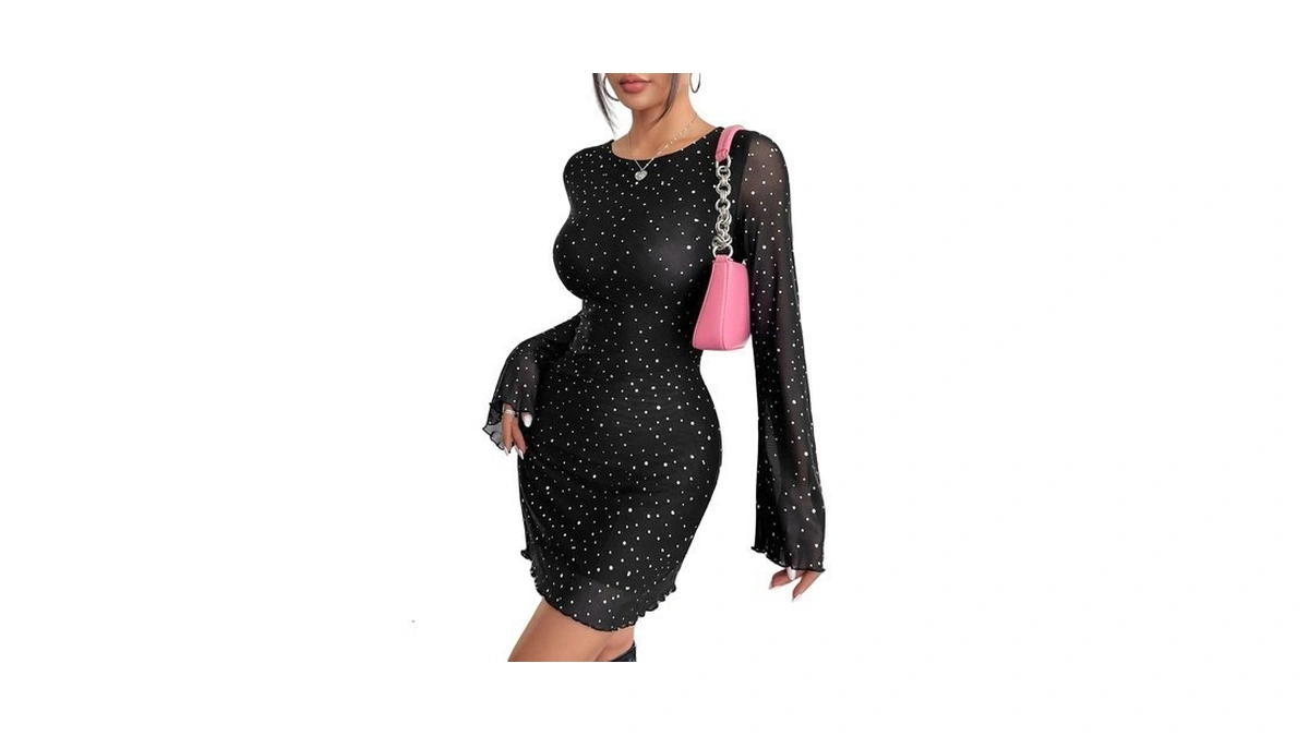 Jumisee Women's Sexy Open Back Polka Dot Mini Dress Sheer