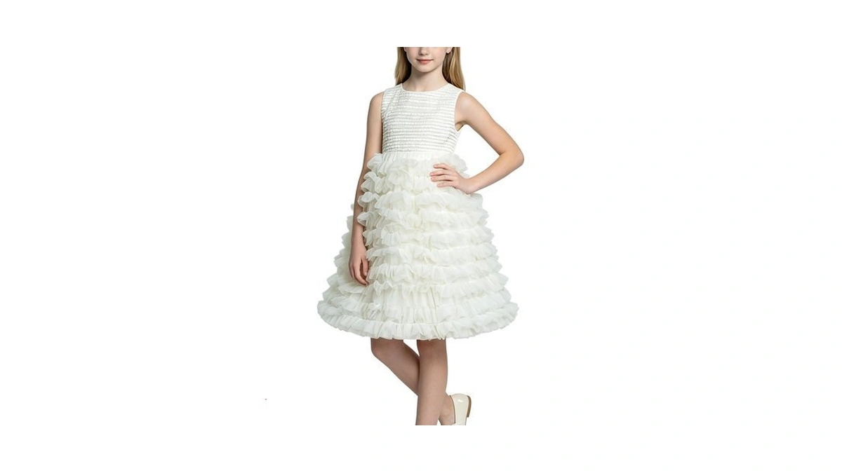 Glorycat Flower Girl Dress Weeding Guest Dresses Layered Ruffled Formal