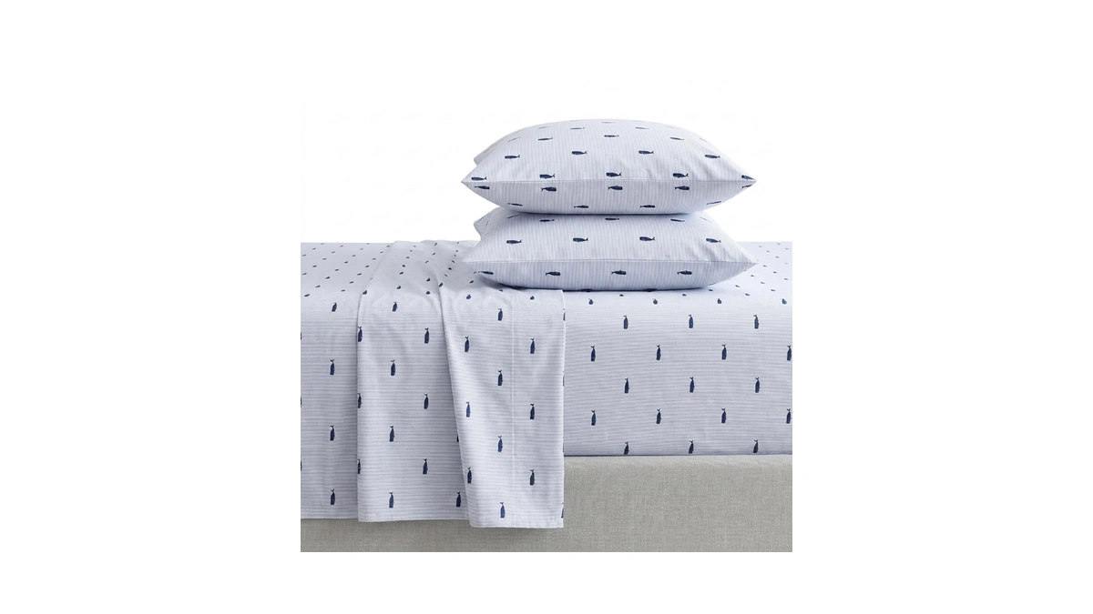 Nautica - Twin Cotton Percale Sheet Set With Matching Pillowcase