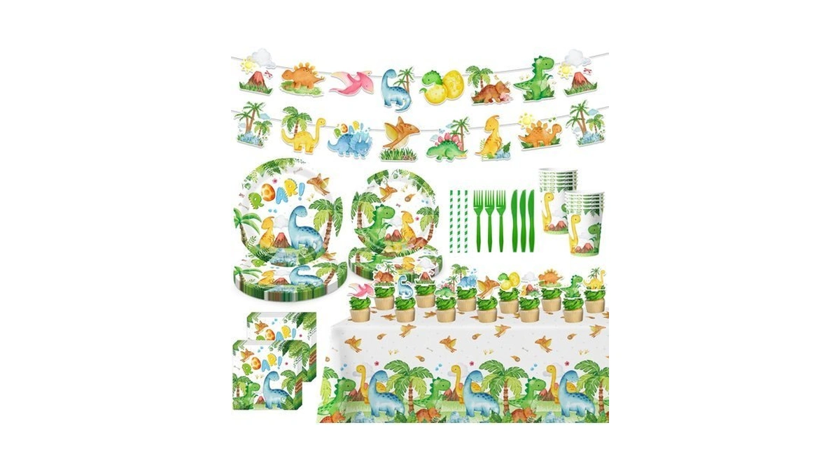 166pcs Dragon Birthday Party Decorations For 20 Guests Include Tableware