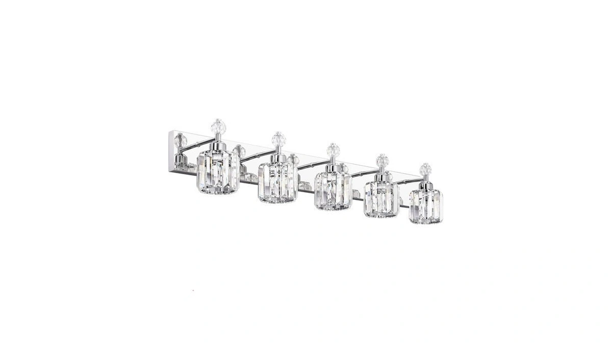 Presde Crystal 5-light Vanity Light For Bathroom๏ผchrom Modern Bathroom Lights