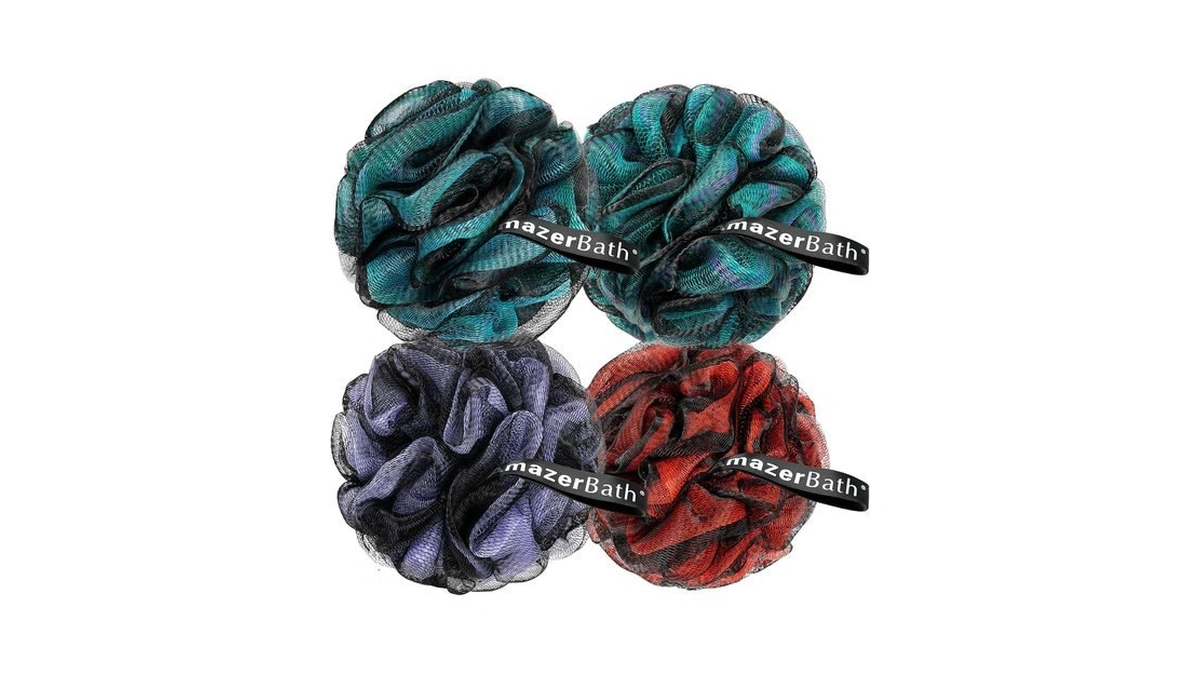 Amazerbath Charcoal Loofah Sponge, Shower Loofah 60g/pcs - Body Scrubber