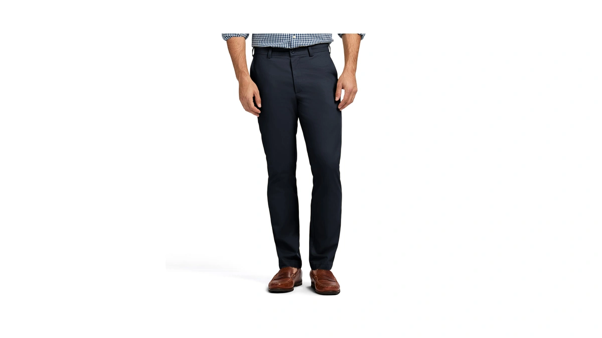 Izod Men's American Chino Flat-front Straight-fit Pants, Navy, 31w X
