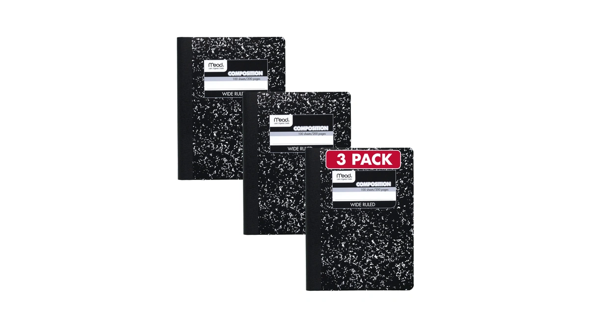 Mead Composition Notebook, Wide Ruled Paper, 7.5" X 9.75", 100