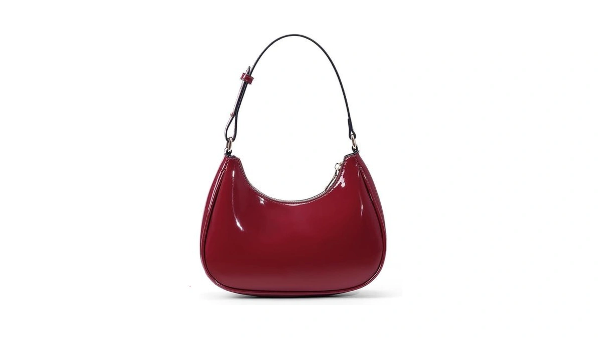Crescent Shoulder Bag Purse For Women Red Bag Faux Leather