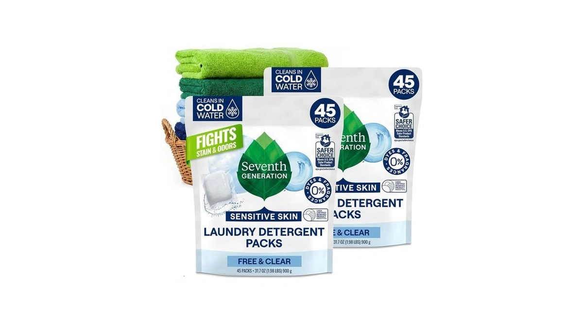 Seventh Generation Laundry Detergent Packs, Free & Clear, 45 Count,