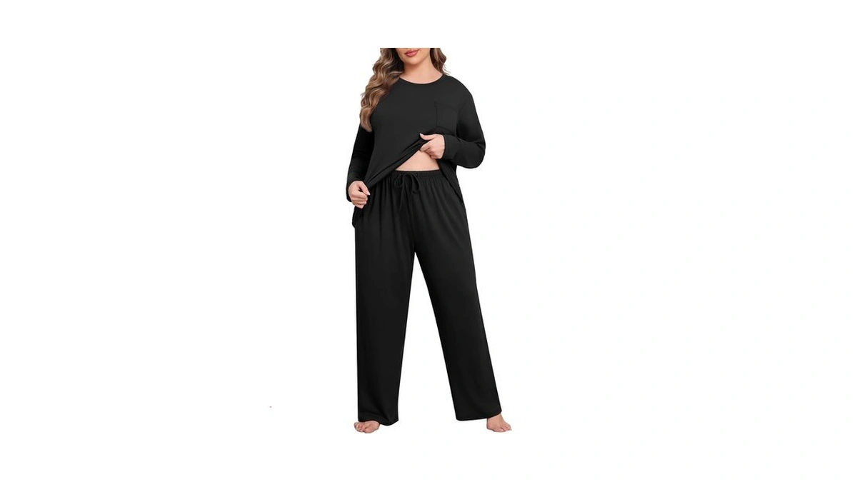 Lastshe Womens Plus Size Pajamas Set 2 Piece Long Sleeve
