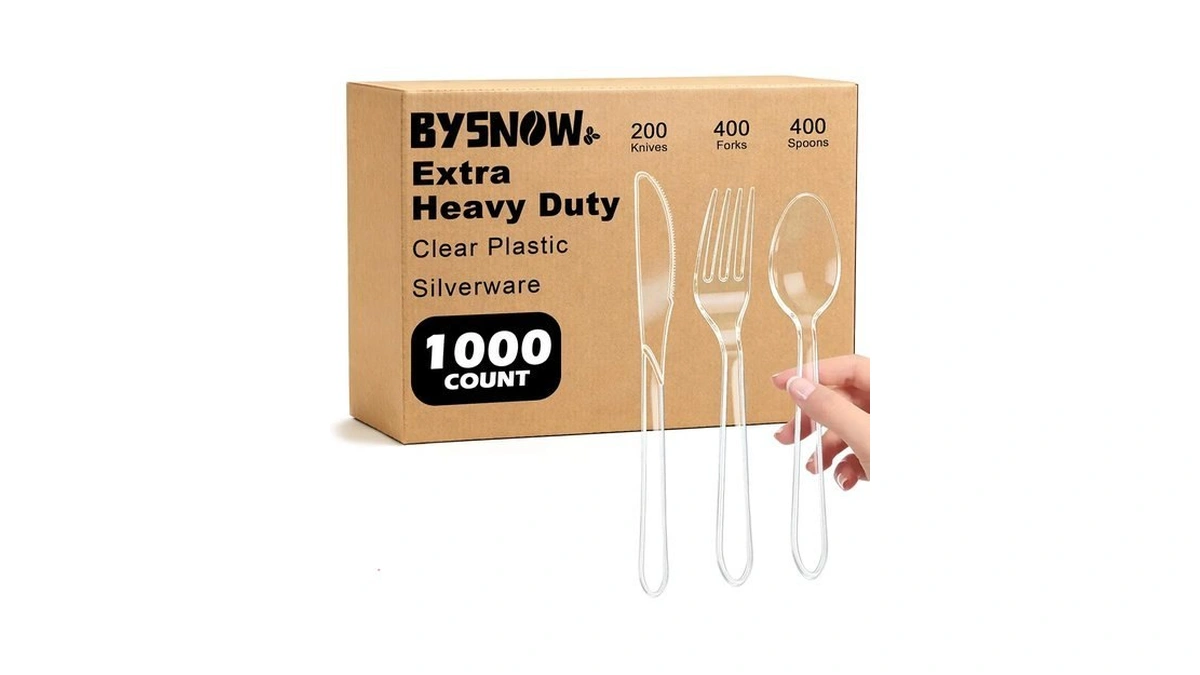 Bysnow 1000 Count Extra Heavy Duty Plastic Silverware Disposable Cutlery