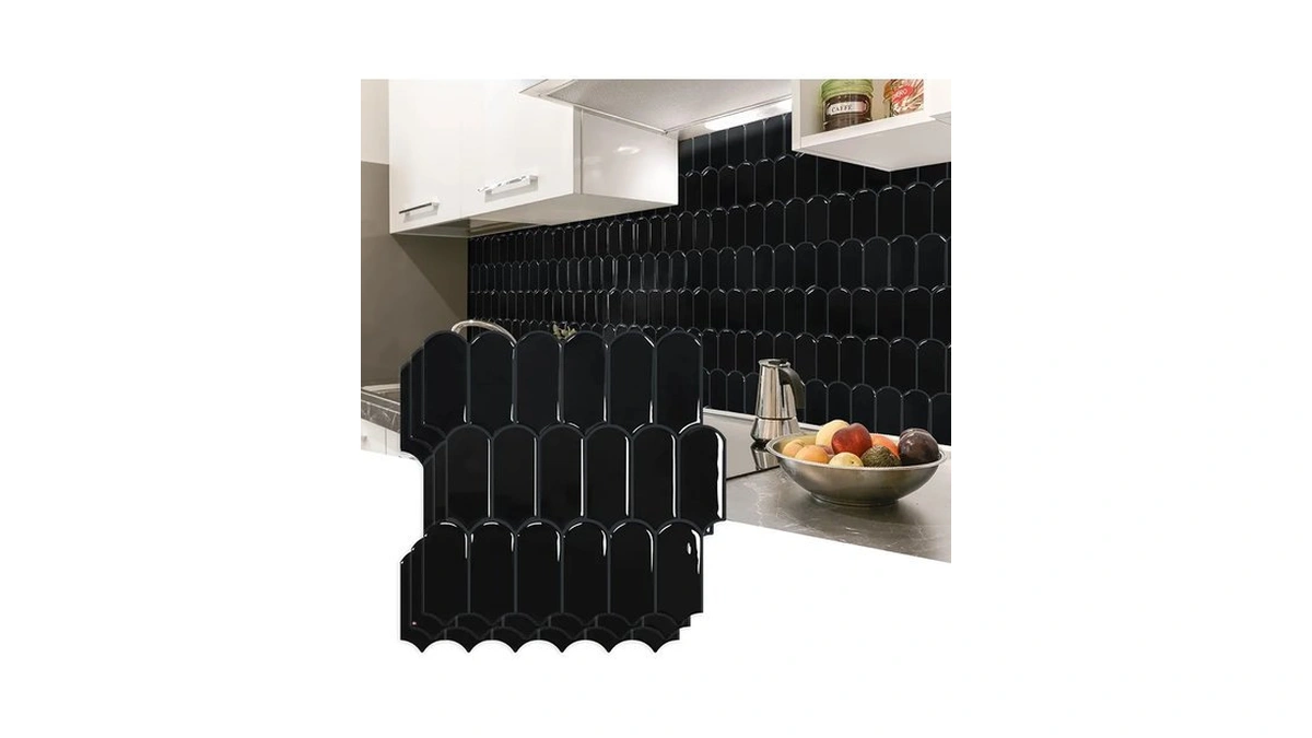 Vamos Tile Peel And Stick Backsplash,thicker Design, Black,10 Sheets