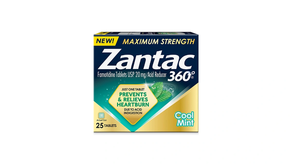 Zantac 360 Maximum Strength, Cool Mint, 25 Count, Heartburn Prevention