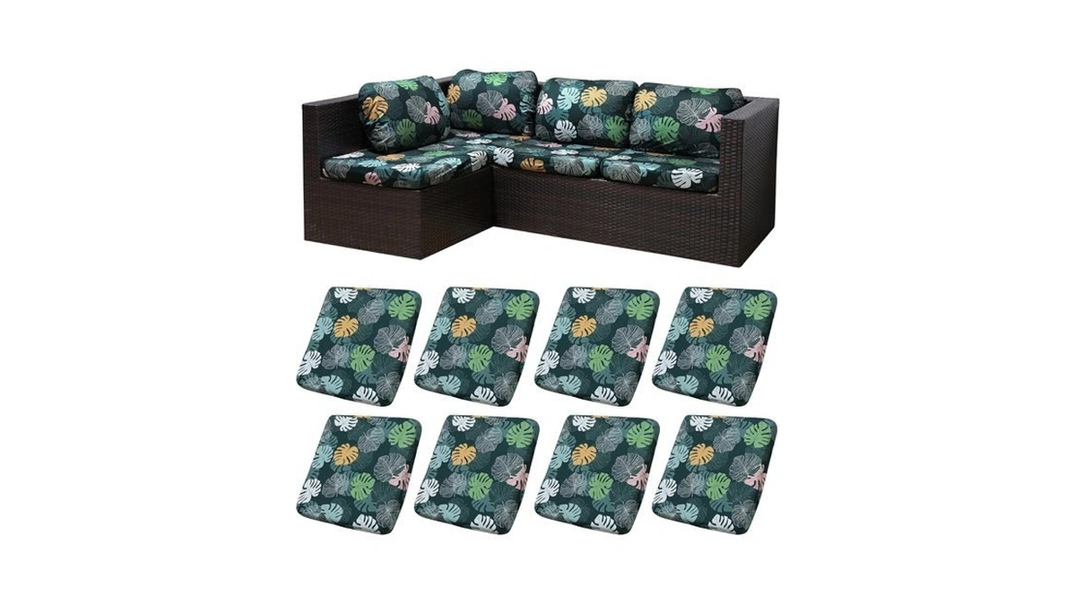 Mrgsdl 8pcs Patio Cushion Covers, Outdoor Stretch Cushion Covers, Washable