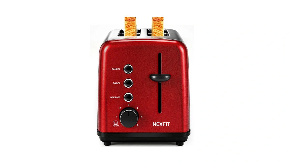 Nexfit 2 Slice Retro Toaster, Stainless Steel, 1.5" Extra Wide