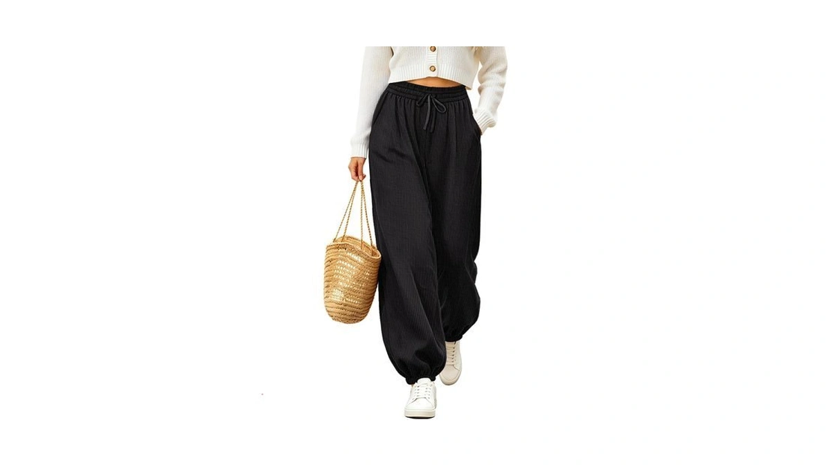 Yesno Casual Corduroy Fall Lantern Pants For Women L Plb