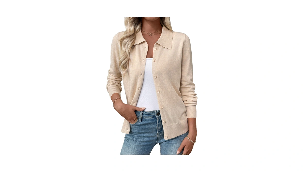 Evaless Womens Lightweight Cardigan Sweaters Fall Teacher Outfits Oatmeal S