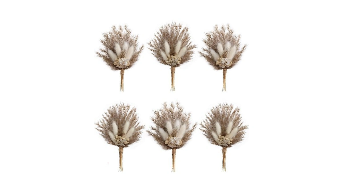 Mini Dried Flower Bouquet Set Of 6, Boho Wedding Decor,